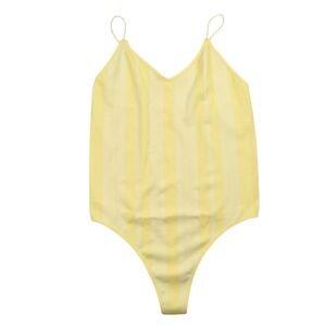 Colsie Yellow Ribbed Striped Bodysuit Size XL